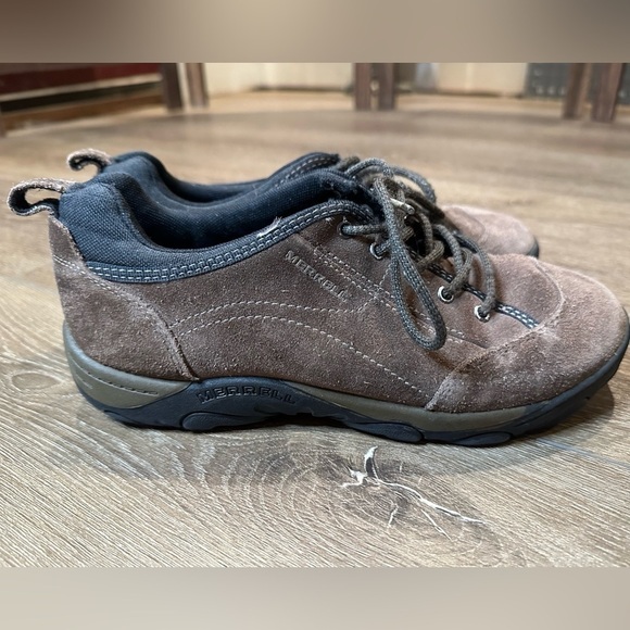 Merrell Sight Lace Bracken Brown Suede Shoes Boys 6 Women’s 8 - Picture 5 of 9